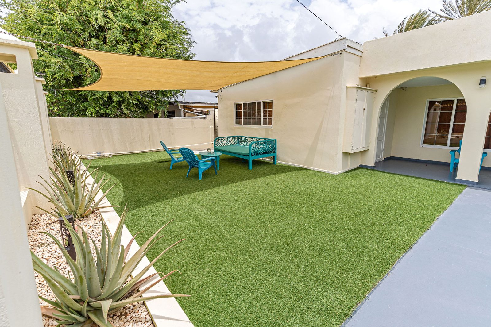Lawn and apartments