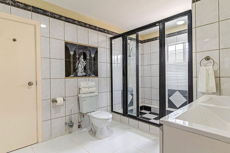 Modern bathroom with glass shower